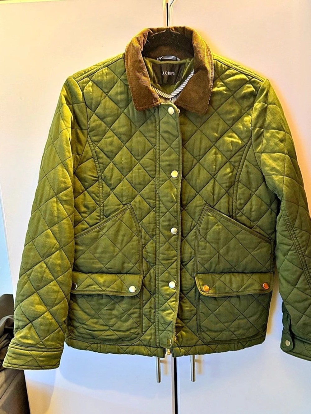 J.Crew Quilted Utility Jacket in Green Size Small Like New